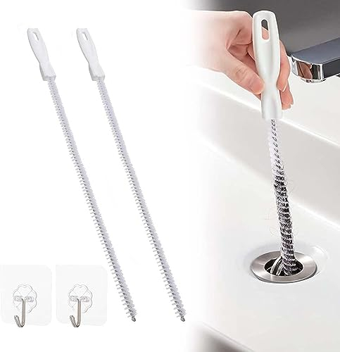 45cm Drain Cleaner Flexible Sink & Pipe Cleaning Brush, 2 Pack - Unblocks Hair, Overflow & Sewer - For Toilet, Bathroom & Kitchen