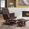 KOIECETA Schaukelsessel mit Hocker Schaukelstuhl Relaxsessel Relaxstuhl Schwingsessel Sessel Stuhl Stillstuhl Gleitend Stoff (Braun)