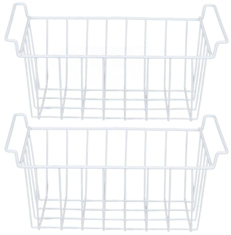 2 Cestas Grandes de Almacenamiento de Alambre para Congelador, Inoxidables con Asas Portátiles, Ideales para Despensa, Nevera, Baño, Dormitorio, Lavadero y más. (49,5x24,5x20