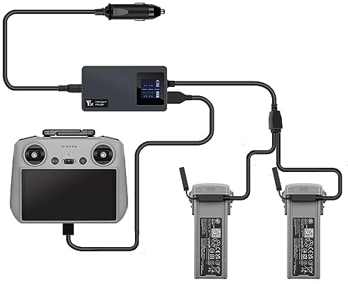 LYONGTECH LCD Car Battery Charger for DJI Air 3S,Air 3 Drone, 3-in-112volt Fast Charging Hub Accessories