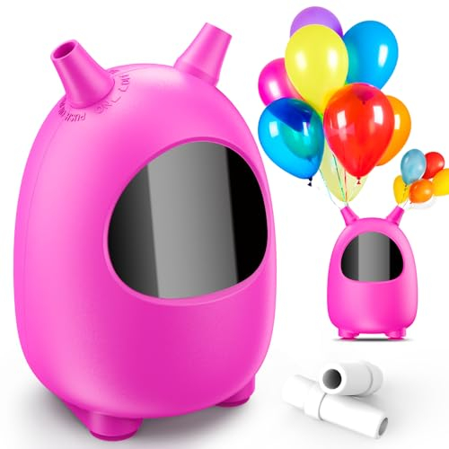 Bomba de globo eléctrica, bomba de globo portátil con doble boquilla eléctrica, bomba de globo para decoración de fiesta, 110 V-120 V, 600 W (rojo)