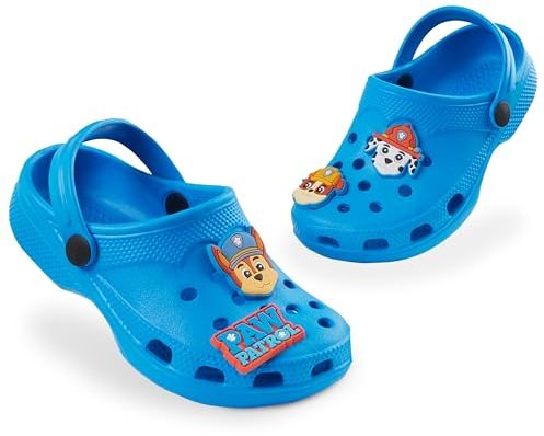 PAW PATROL Clogs Kinder, Gartenschuhe mit abnehmbaren Anhängern - Geschenke für Jungs (Blau, 32 EU)