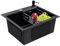 Quiltern Fregadero de acero inoxidable 304, negro, empotrable, cuadrado, acero inoxidable, 40 x 45 cm, con bajante y dispensador de jabón