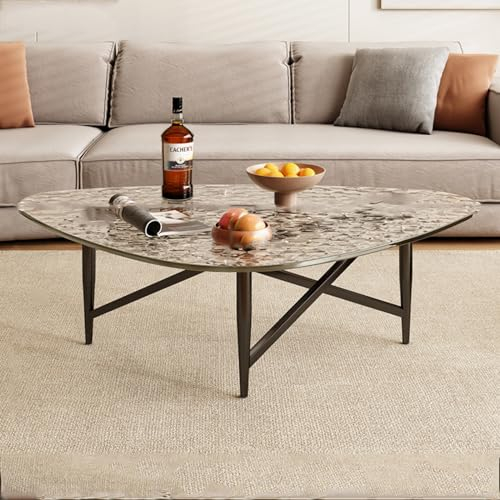 beaka Mesa Auxiliar De Cristal Templado, Mesa De Centro Geométrica Industrial con Patas De Metal, Mesita De Sofá Moderna para Salón, Terraza Y Dormitorio (Color : D)