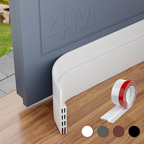 MARICATO Boudin de Porte, 4 Pièces Bas de Porte en Silicone Souple, Bas de Porte Isolant Phonique Porte, Boudin de Porte Isolant Froid, Boudin Porte Insectes, Poussière Idéal Pour (400 X 5 CM, Blanc)