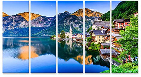 islandburner Prime Bild auf Leinwand Hallstatt Österreich Bergdorf Österreichische Alpen Berge Bilder Wandbilder Poster