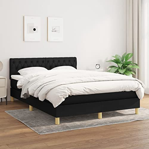KOIECETA Boxspringbett mit Matratze Schwarz 140x200 cm Stoff