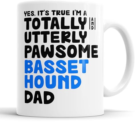 Faithful Prints Pawsome Dog Mug | Dog Cups | Dog Mum Mugs | Dog Dad Cup | Pawsome Mum | Pawsome Dad (Dad, Basset Hound)