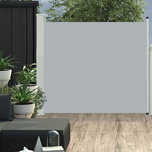 BaraSh Ausziehbare Seitenmarkise 100x300 cm Grau Balkon Windschutz Ohne Bohren Sichtschutz Ausziehbar