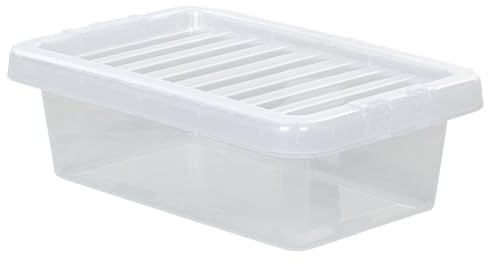 Clear Plastic 4l/7L/11L/14L/25L/32L/37L/45L/60L/80L WHAM Crystal Storage Box with Lid Multi Us Home Office & Workplace Stackable Strong Boxes (Plastic, 4L)