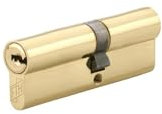 FTH - Cylindre de Serrure Double Entrée 6G - Laiton Massif - Sécurité Renforcée - Anti-Crochetage, Anti-Arrachement - 40 x 50 mm - Laitonnée - Livré avec 3 Clés Réversibles