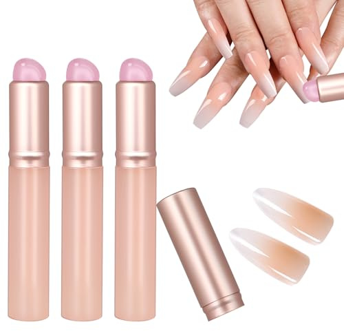 Lot de 3 pinceaux en silicone pour ongles - Pinceau dégradé réutilisable pour vernis gel, peinture à ongles ombrée - Outil de manucure à faire soi-même