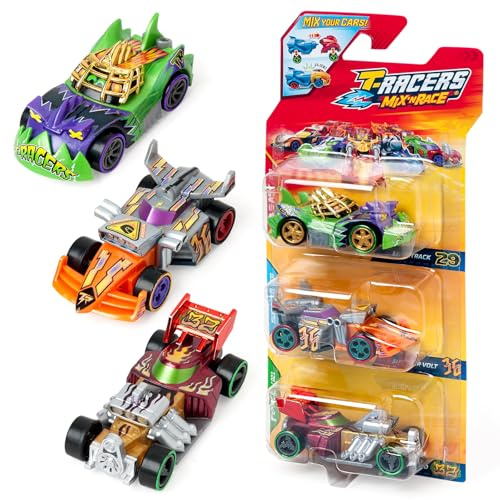 T-RACERS Mix ´N RACE 3 Pack – Pack of 3 collectible cars. Each car can be split in two with interchangeable parts and wheels. Pack 6/12