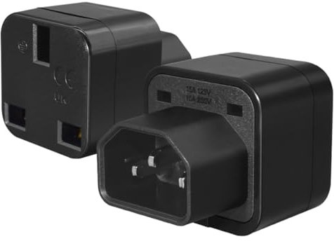 Dracaena C14 to UK Outlet Socket, Extension Power Plug Adapter,IEC C14 Plug to Standard 2 Gang UK Mains Female Socket Conversion Adapter (2 pcs)