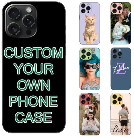 Naispanda Personalisiertes Handyhülle für iPhone 17/16/15/14/13/12/11/8/7 Pro Max Mini Plus Air X XS XR SE - Individuelle Weiche Silikonhülle mit Bild/Foto/Text/Logo