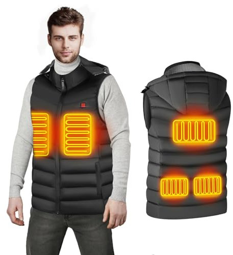 PAVIBOIN Beheizbare Weste Herren Beheizte Weste Damen mit 5 Heizzone Heizweste, 3 Einstellbar Temperatur Beheizbare Jacke für Skifahren, Wandern, Motorrad-3XL (Ohne Akku)