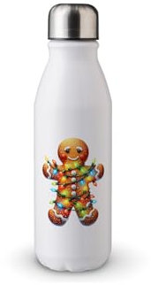 MAXIKIWI Borraccia a parete singola con tappo a vite, in alluminio leggero non isolato, senza BPA, a prova di perdite, avvolgete le luci di Natale, 500 ml