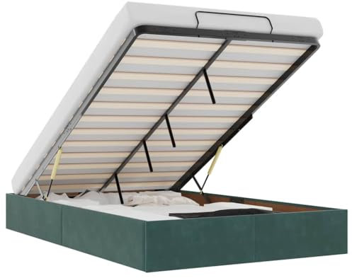 vidaXL Ottoman-Bett ohne Matratze Dunkelgrün 120x190 cm Samt, Bettrahmen, Bettgestell mit Stauraum, Polsterbett, Bettgestell, Bettrahmen mit Stauraum