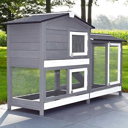 Cage Clapier Enclos Lapin Extérieur en Bois pour Petits Animaux-2 étages: 092 Rudy 145x50x94cm