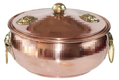 BOGAZY Vintage Fondues Kupfer-Hot Pot, Verdickter Kupfertopf, Suppentopf, Flacher Boden, Induktionsherd, Kupfer-Hot Pot Traditioneller Suppentopf(24cm)