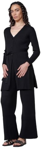 Koroshi Lange, taillierte Strickjacke mit Gürtel, Schwarz, für Damen, Schwarz