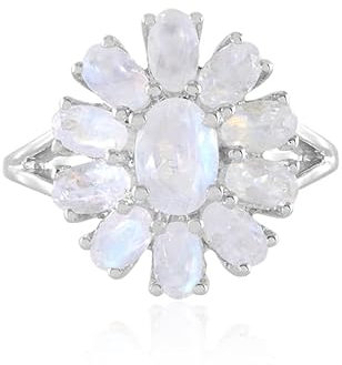 Sri Lanka Regenbogen-Mondstein Ring 2,55ct - Eleganter 925er Sterling Silber Damenring - Schimmernder Edelstein Schmuck für Frauen