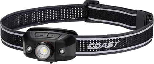 Coast FLX40R - Lampada LED ricaricabile, 800 lumen, 4 livelli di luminosità, ricarica USB-C, colore: Nero