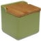 TIENDA EURASIA - Salero de Cocina de Cerámica | Tapa Abatible de Bambú | Salero | Medida 12 x 12 x 11 cm | Saleros Originales (Verde)