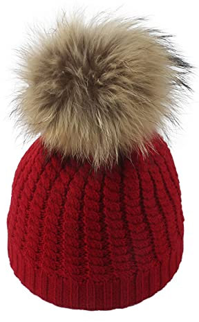 Wintermütze Fell Kindermütze Solide Strickmütze Sachen (Wine, One Size)