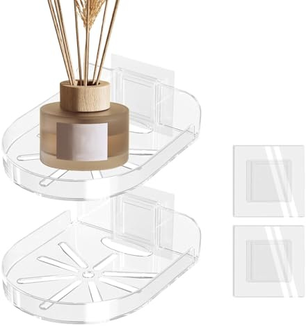 Wall Mount Camera Shelf, Adhesive Floating Monitor Shelf, Small Adhesive Wall Mount with Cable Clip for Speakers Monitors