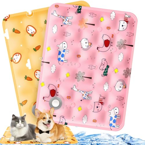 ITJMRJP Tappetino refrigerante per cani e gatti, 2 pezzi, 40 x 50 cm, auto-raffreddante, lavabile, per cani di piccola taglia e gatti