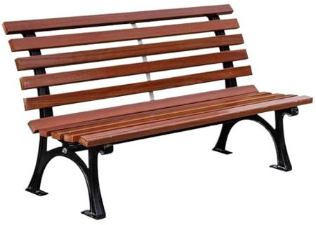 Parkbank für den Außenbereich, mit Aluminiumguss Beinen und Rückenlehne, Kunststoff-Holzbank für Terrasse, Garten oder öffentliche Landschaftsbereiche