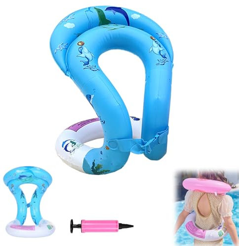 Gxlaihly Gilet da nuoto gonfiabile,Gilet da piscina galleggiante,Gilet da Nuoto,Gilet Piscina Galleggiante con fibbia di sicurezza regolabile, con 1 pompa d'aria manuale, Accessori Piscina (Blu, L)