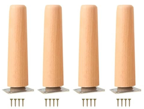 4 Stück konische Möbelbeine aus massivem Naturholz für Schrank, Stuhl, Kommode, Tisch und Fernsehschrank, Holzbeine für Esstisch (5cm)