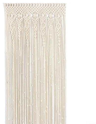 Cortina bohemia de algodón para puerta, tejida a mano, para colgar en la pared, macramé, ventana, tapiz separador de habitación, decoración de arco, 100 x 200 cm, beige (100 x 200 cm)
