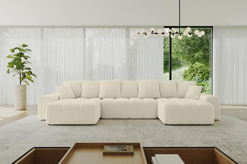 ALTDECOR Ecksofa mit Schlaffunktion U-Form ENIL-U 401x189x68 - Beige