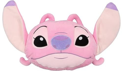 sarcia.eu Disney Stitch und Angel Dekokissen, dekoratives 3D-Kissen, rosa FORMKISSEN 31x41 cm Oeko-TEX (C)