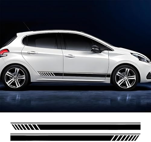 HMYOUXUAN 2 Pezzi Adesivo a Strisce per Auto per Audi A3 Sportback (8V), Adesivo Grafico a Strisce da Corsa Sportiva, Gonna Laterale Fai-da-Te Adesivo, Nero