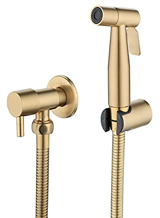 Brushed Gold Wall-Mounted Bidet Tap Kit - Bathroom Toilet Bidet Sprayer with Shut-Off Valve for Luxury Shower Experience