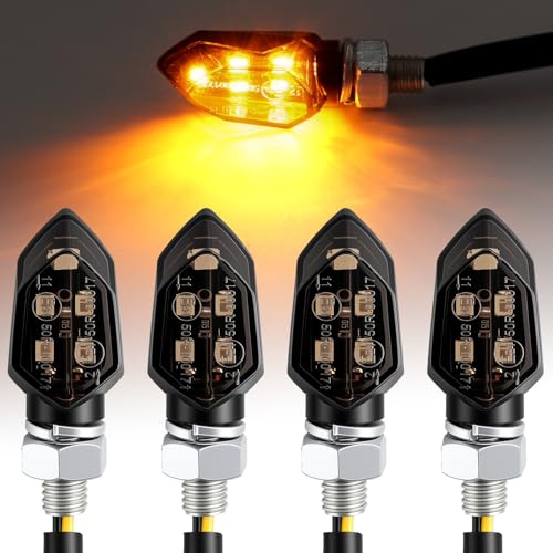 EYPINS 4x Led Motorrad Blinker, 12V Universelle Microblinker Tagfahrlicht mit E Geprüft, Wasserprüf IP65, Bernstein 5 LED M8 Miniblinker für Motocross, Roller, Quad, Moped, Fahrrad
