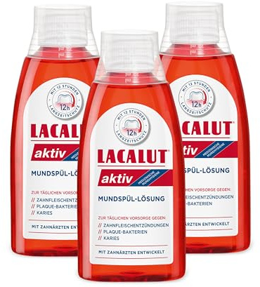 LACALUT aktiv Mundspül-Lösung 3er-Pack (3x300ml) – Medizinisches Mundwasser - Schützt das Zahnfleisch, erfrischt den Atem