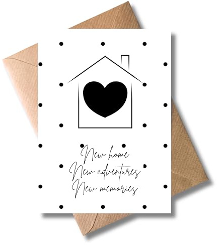 WBdesignz Einzugskarte „New Home - Adventures – Memories“ mit Umschlag – moderne Umzugskarte - Glückwunschkarte zum Einzug, Einweihung, Hauskauf & neue Wohnung für Freunde, Kollegen & Familie (DIN A6)