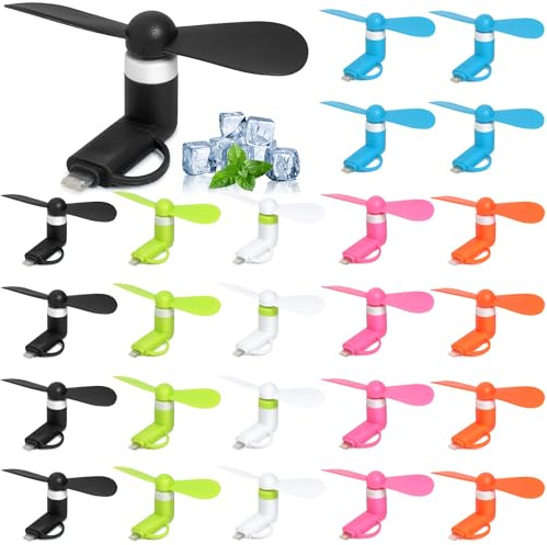 Aeergured Handy-Ventilator, 2-in-1, tragbarer Mini-Handy-Ventilator, kompatibel mit iPhone, iPad, Android-Smartphone, Tablet, 24 Stück