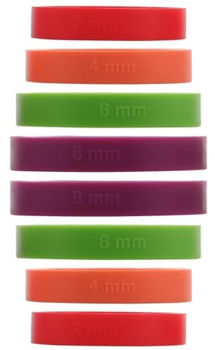 MOLUCKFU Lot de 8 Anneaux d'Épaisseur en Silicone Alimentaire pour Rouleau à Pâtisserie, Guides Antidérapants Réglables, Accessoires Pâtisserie pour Pâte Uniforme et Cuisson Maison
