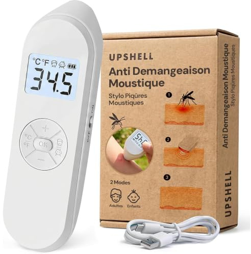 UPSHELL Dopo Puntura Zanzare Bambini e Adulti - Antipuntura Elettronico che Sollievo - Calore Regolabile 30-55°C, LCD