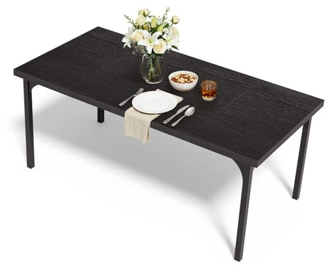 LEADZM Esstisch, Küchentisch, Esszimmertisch 180 x 90 cm (Schwarz) | für 6-8 Personen, Dining Table für Esszimmer, Büro, Arbeitszimmer