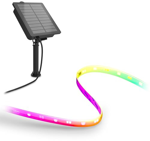 CALEX Vista Solar LED-Strip, 3 m, Farb- & Warmweißes Licht, Wiederaufladbar über Solarenergie & USB-C, Wasserdicht, mit Fernbedienung - 2er Pack