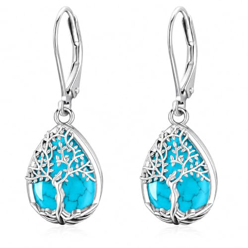 Damen Ohrringe Lebensbaum Ohrringe Baum des Lebens 925 Silber Französischer Verschluss Tropfen Ohrring Hypoallergen Schmuck Geschenk für Frauen Mädchen Mutter Freundin Ehefrau