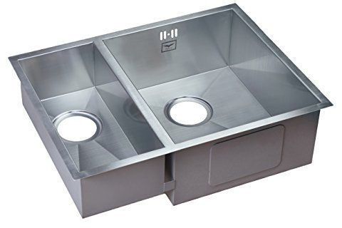 Handmade Undermount Stainless Steel Kitchen Sink 1.5 Bowl with Strainer Waste - 3 Years Guarantee + Free Plumbing Kit