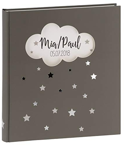walther design Fotoalbum anthrazit 28 x 30,5 cm Babyalbum mit Cover-Ausstanzung und Folienprägung, Baby Magical UK-205